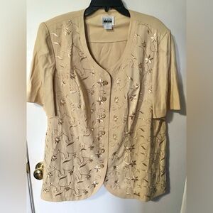 Leslie Fay Cream Short Sleeve Jacket Blouse Sz. 20W